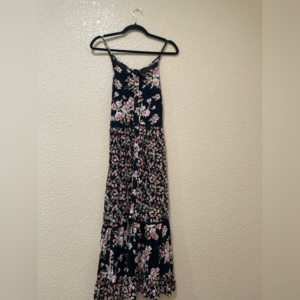 Black and White floral Spaghetti Strap Maxi Sundress
